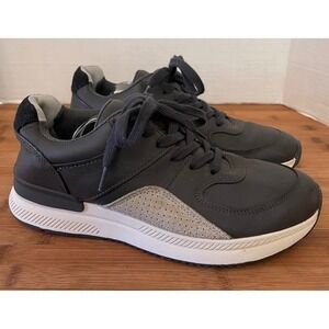 Everlane ReLeather Court Sneakers Charcoal Gray White Lace Up Women 8.5 Mens 6.5